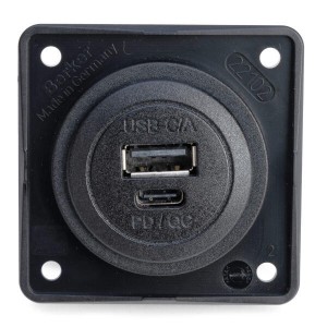 USB A/C заряден контакт QC+PD – двоен, 12V, черен мат – Berker