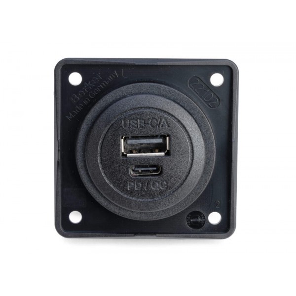 USB A/C заряден контакт QC+PD – двоен, 12V, черен мат – Berker