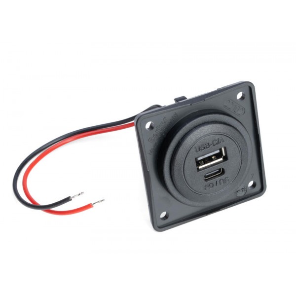 USB A/C заряден контакт QC+PD – двоен, 12V, черен мат – Berker