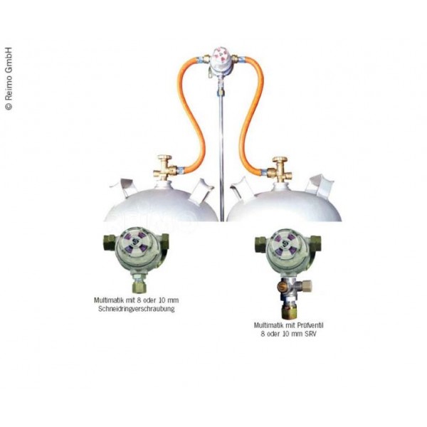 Multimatik 2-бутилкова газова система – 50 mbar, изход 8 mm