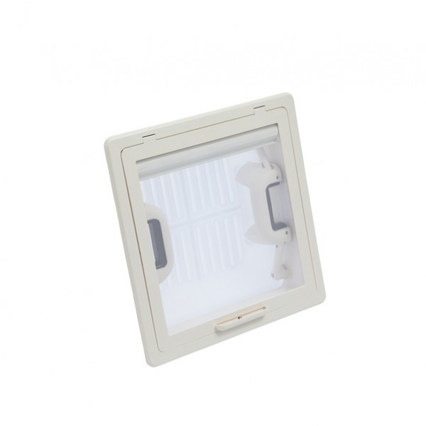 Roof hood with mosquito net 280 x 280 mm - frosted glass - interior frame Beige