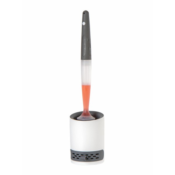 Silicone Toilet Brush with Integrated WC Cleaner Dispenser and Adhesive Holder – White/Grey