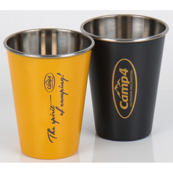 Camp4 HARMONY Stainless Steel Cups 500 ml – Set of 2, Yellow & Anthracite