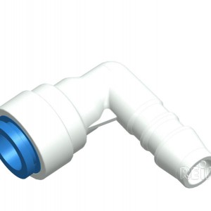 Ъглова връзка синя за Uniquick 12mm към маркуч 10mm