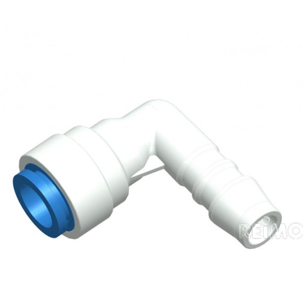 Ъглова връзка синя за Uniquick 12mm към маркуч 10mm