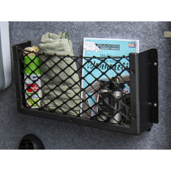 Aluminum frame with storage net L, black