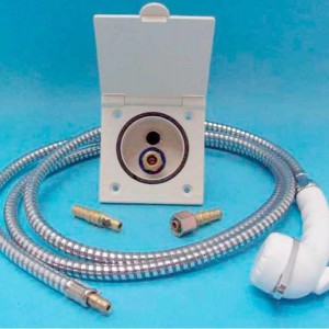 Set water socket with hand shower incl. 2 m hose - White