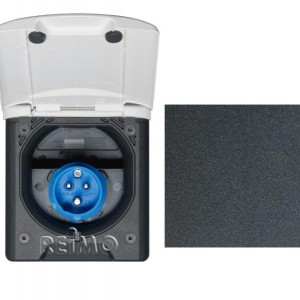 CEE power socket with magnetic lock - Black