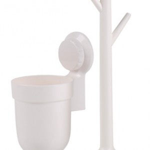 Toilet brush with suction cup, white