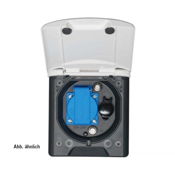 12 V universal awning socket with magnetic lock - black