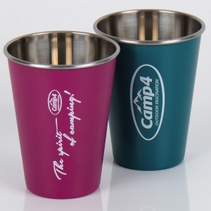 Stainless steel cup YOUNG in set of 2 - berry & petrol