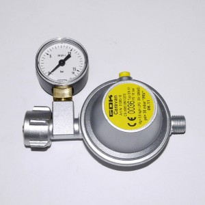 Gas regulator with pressure gauge for gas bottle - 30 mbar