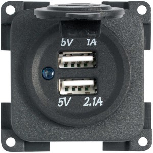 USB-A dual charging socket - 5V/1A and 5V/2.1A