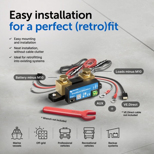 Victron SmartShunt 500A – интелигентен монитор за акумулатори